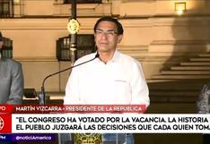 Martín Vizcarra tras vacancia: “Hoy dejo Palacio de Gobierno, me voy a mi domicilio”