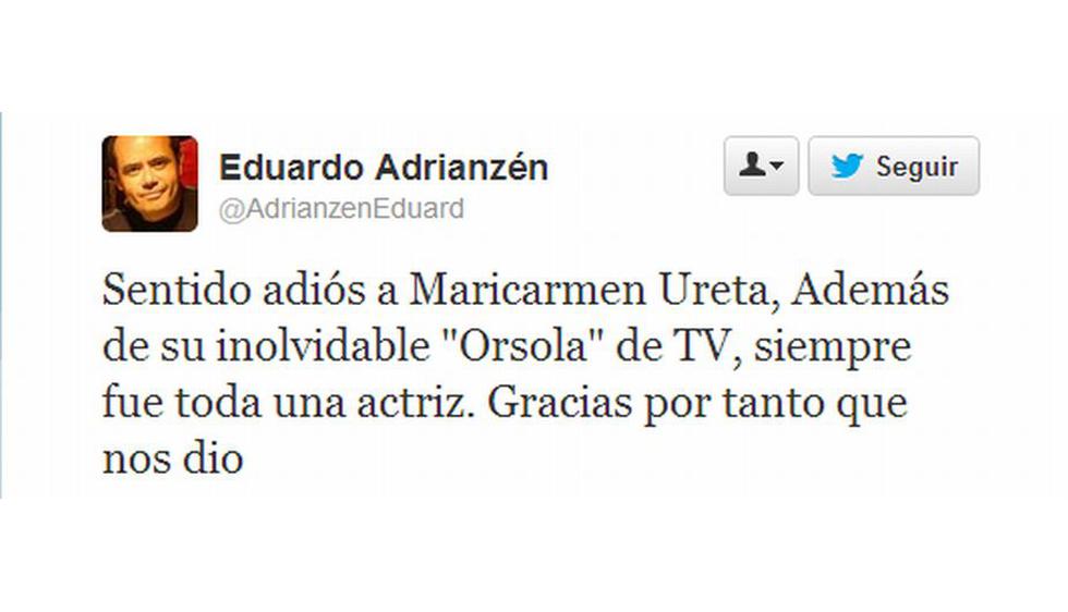 El productor Eduardo Adrianzén lamentó el fallecimiento de la popular actriz cómica. (Twitter)