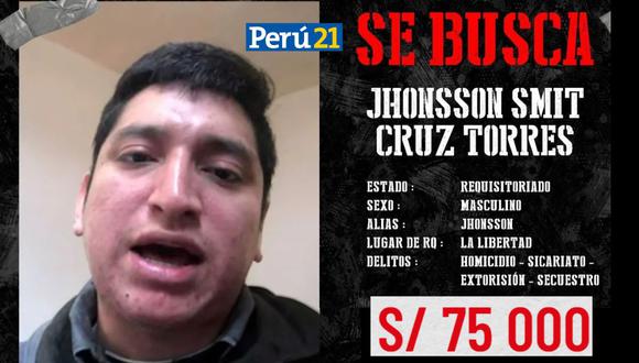 Jhonsson Smit Cruz Torres es sindicado de ser el líder de la banda criminal 'Los Pulpos'. (Foto: PNP)
