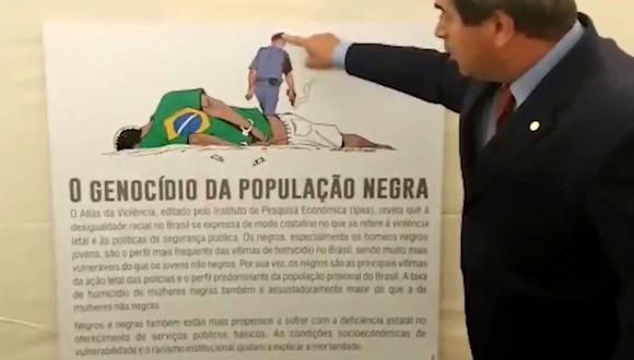 Diputado brasileño genera polémica en exposición contra el racismo. (Foto: Captura de video)