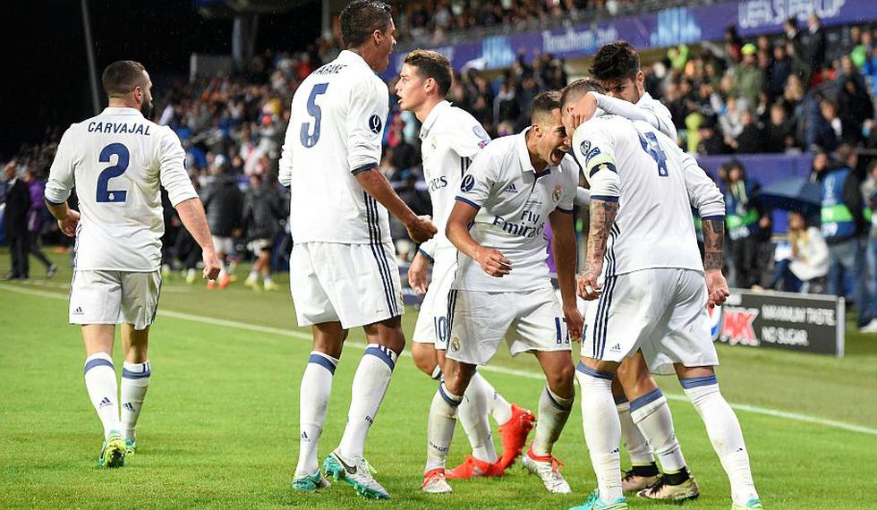 Real Madrid venció 3-2 a Sevilla y obtuvo su tercera Supercopa de Europa. (AFP)