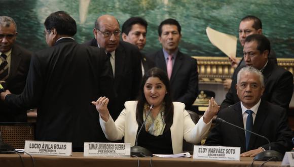 La legisladora fujimorista Tamar Arimborgo presidió su primera sesión como titular de la Comisión de Educación. (Anthony Niño de Guzmán/GEC)
