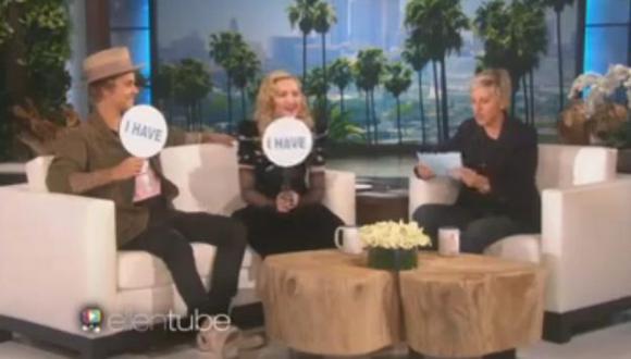 Madonna y Justin Bieber hacen confesiones sexuales ante  Ellen DeGeneres. (Captura de YouTube)