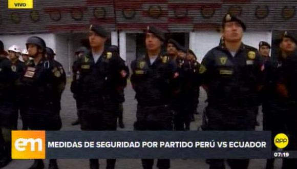 Seguridad policial en el partido Perú - Ecuador. (Foto: Captura de video / RPP Tv)&nbsp;