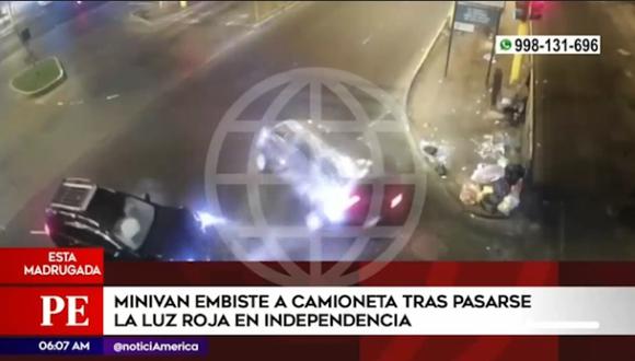 El accidente ocurrió esta madrugada en el cruce de las avenidas Túpac Amaru con 18 de Enero, en Independencia. (Captura: América Noticias)