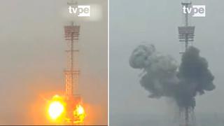Misiles rusos impactan contra una antena de televisión en Kiev 