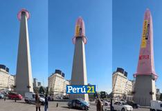 Buenos Aires: “Colocan” preservativo gigante al obelisco para promocionar nueva temporada de ‘Sex Education’