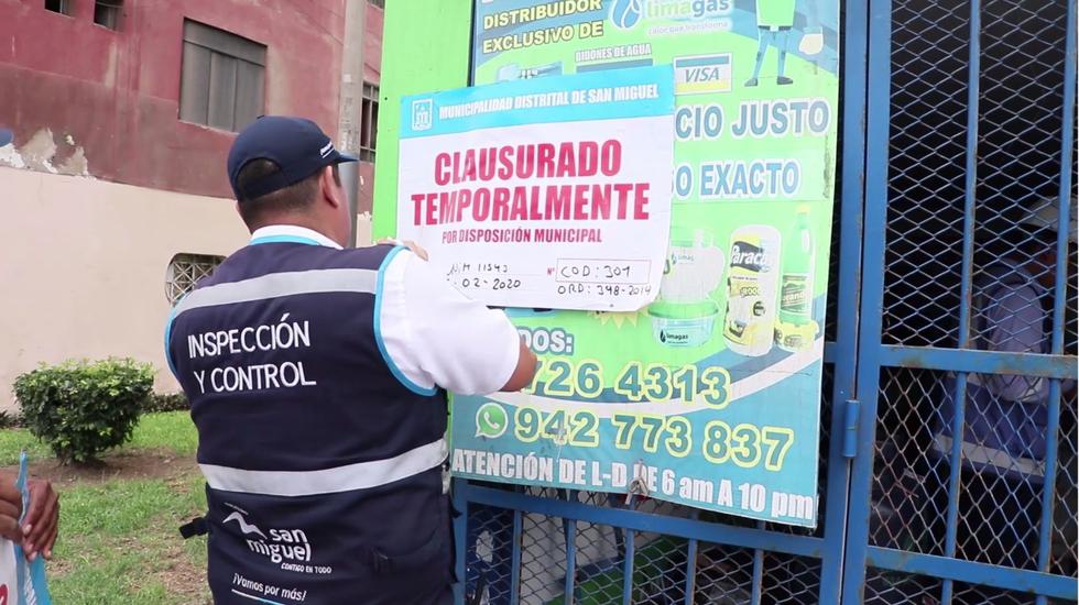 La Municipalidad de San Miguel y Osinergmin clausuraron este miércoles cuatro locales de venta de gas doméstico (Foto: Municipalidad de San Miguel)