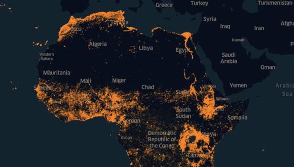 Facebook creó un mapa que ubica dónde viven las personas en África.