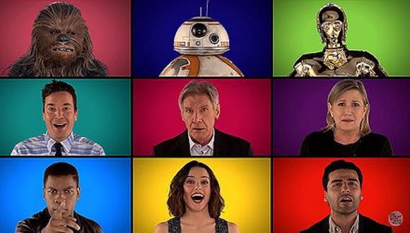 Reparto de 'Star Wars' entonó temas de la saga a capella en programa de Jimmy Fallon. (Captuta de YouTube)
