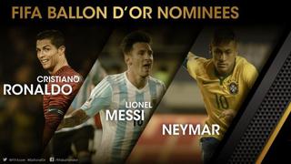 Balón de Oro: Lionel Messi, Cristiano Ronaldo y Neymar son los tres finalistas al premio de la FIFA