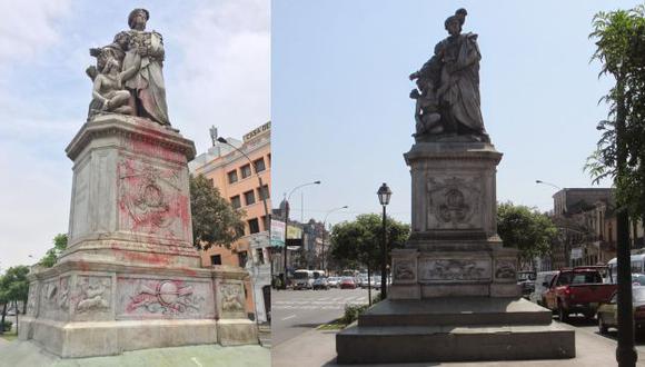 Vándalos dañaron monumento a Cristobal Colón que data del siglo XIX. (Vladimir Velásquez/USI)