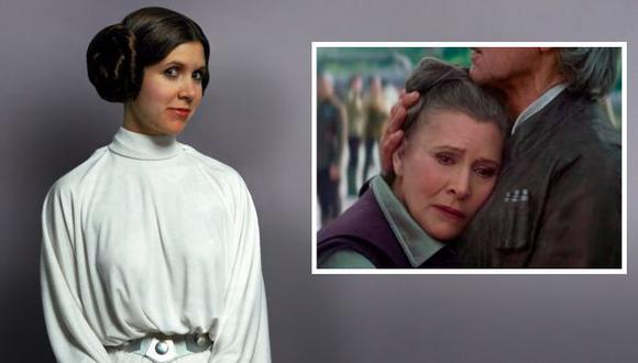 La princesa es ‘General Leia’ en la séptima entrega de la saga de Star Wars. (USI/La Tercera)