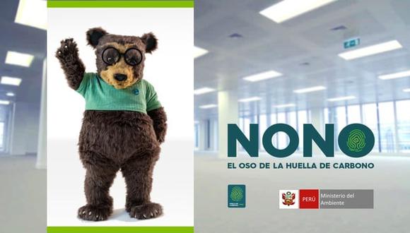 Nono es un oso de anteojos peruano que usa sus gafas naturales como lupas buscando y vigilando las huellas de carbono que dejan las empresas.
