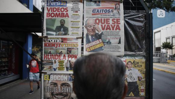 Quiosco de periódicos en el Centro de Lima. (Perú21)