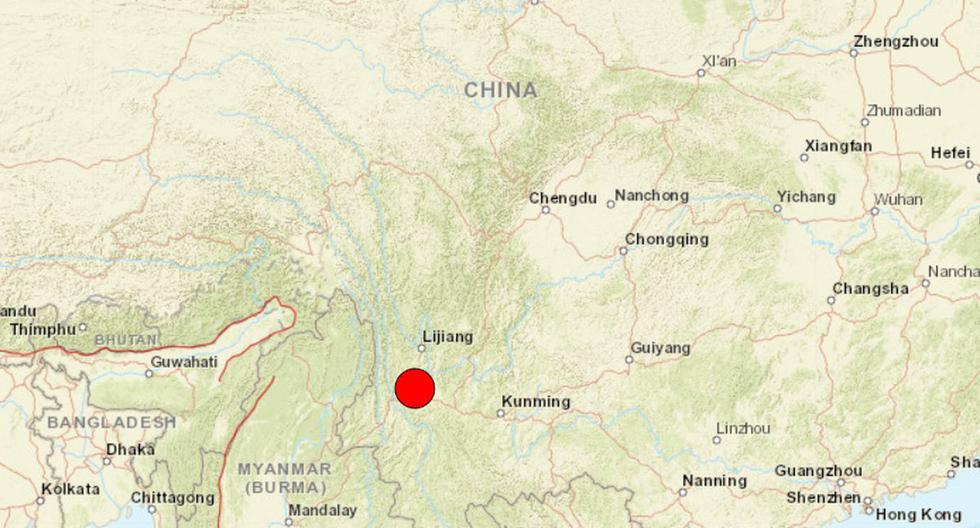 Terremoto de magnitud 6 sacude la provincia china de Yunnan. (USGS).