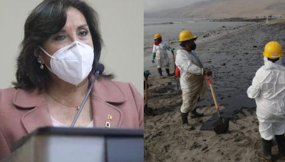 Dina Boluarte se pronunció sobre  el derrame de petróleo ocasionado por la empresa Repsol en Ventanilla. (Foto: GEC)