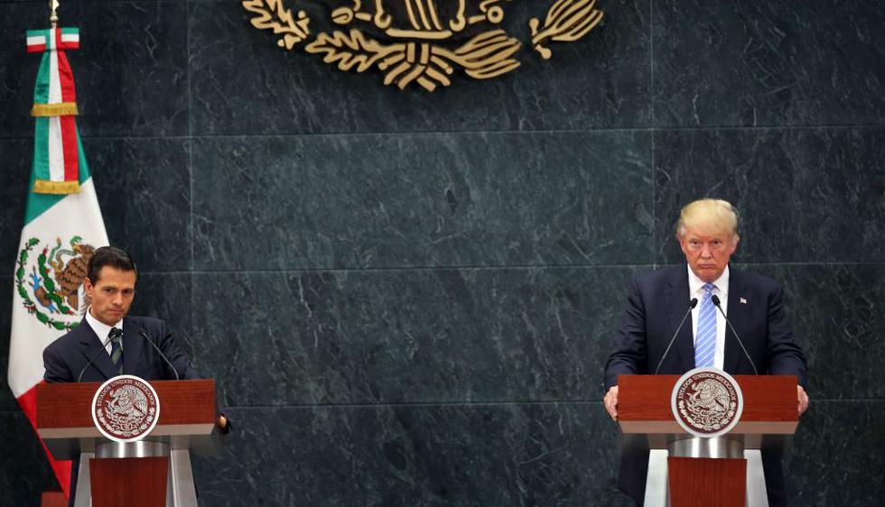 Donald Trump y Enrique Peña Nieto dieron conferencia de prensa tras encuentro. (AP)