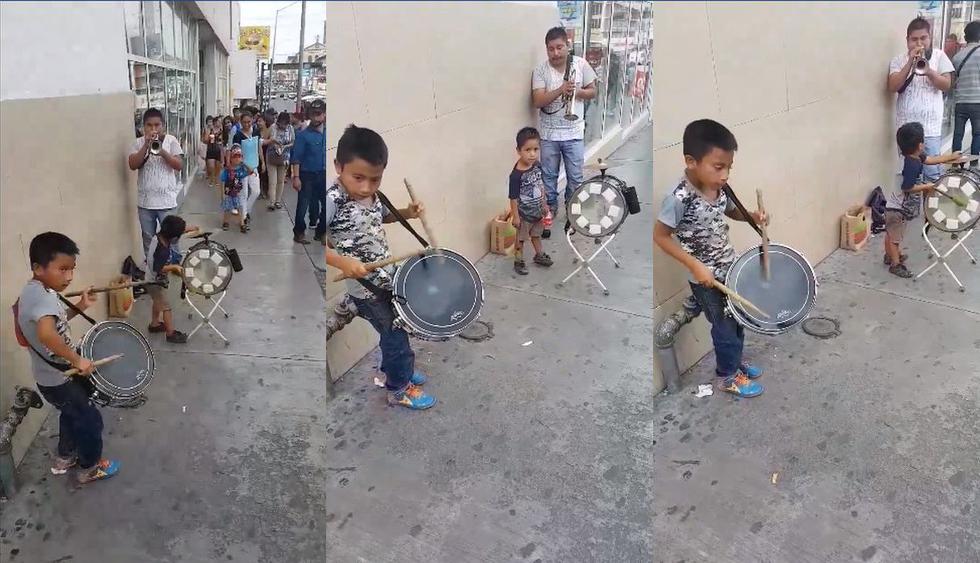 En un video de Facebook se conoció la historia de unos menores que se ganan la vida tocando música de Mexico en la calle. La reacción de los usuarios volvió viral al clip en redes sociales. (Foto: Captura)