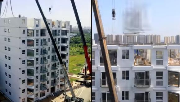 Empresa encargada de ejecutar la obra de 10 pisos en la ciudad china de Changsha hizo público un video de todo el proceso. (Foto: captura de pantalla / YouTube / BROAD Group)