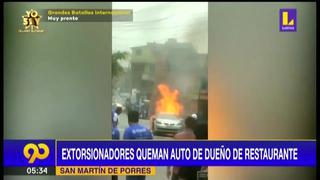 SMP: desconocidos incendian vehículo de dueño de restaurante para amedrentarlo