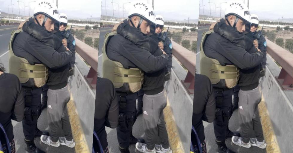 Agente de la unidad Halcones de la Policía Nacional del Perú salvó a sujeto del suicidio. (CID Noticias)