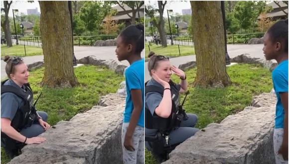 La oficial le explicó a la niña que entendía su reacción debido a la tensión que se vive durante estos días en Estados Unidos. (Foto: YouTube/Aly Morant)