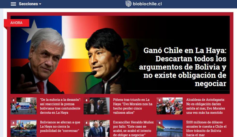 "Ganó Chile en La Haya: Descartan todos los argumentos de Bolivia y no existe obligación de negociar". (Foto: Radio Bío Bío)
