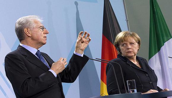 Monti y Merkel declaran tras la cita en privado que tuvieron en Berlín. (Reuters)