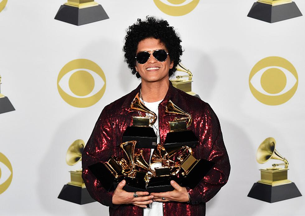 Bruno Mars, el ganador de los premios Grammy 2018. (Getty)