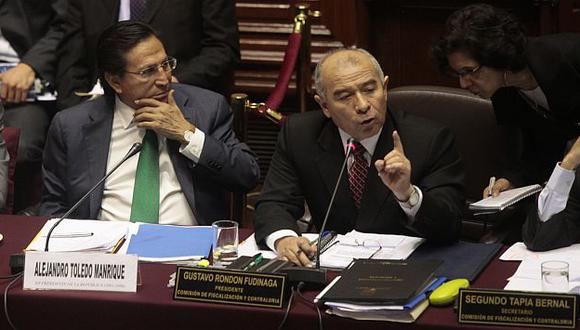 Toledo y Rondón en la última sesión de Fiscalización en la que estuvo el exmandatario. (Perú21)