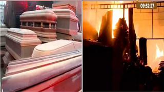 SJL: bomberos controlan incendio en taller de ataúdes que causó daños a viviendas vecinas