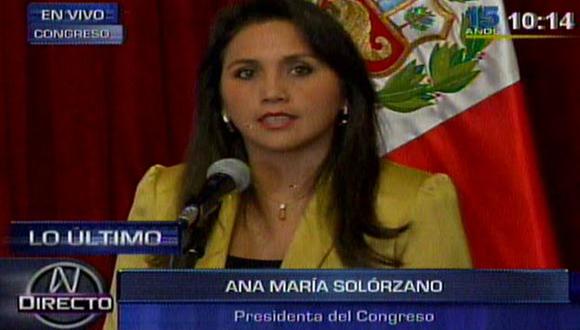 Ana María Solórzano dijo que el Congreso será vigilante sobre estas denuncias de reglaje. (Canal N)