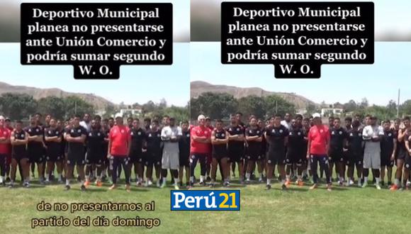 Los jugadores de Municipal protestaron contra la falta de pagos del club./ Foto: Composición - Instagram de Futbol Peruano