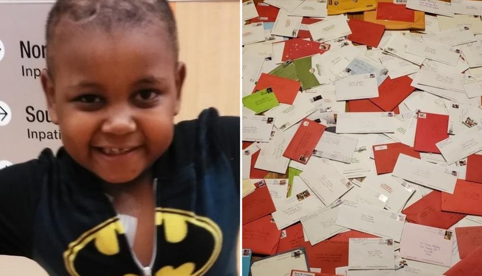 Jomari Bradley, de 6 años, recibió cientos de tarjetas de Navidad de extraños. "Le han levantado el ánimo", contó su mamá en Facebook. (Prayers For Jomari Bradley)