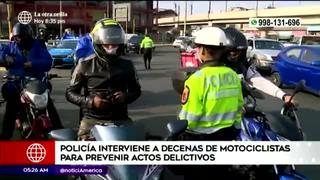 Policía Nacional interviene motociclistas durante operativo sorpresa