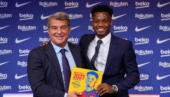 Ansu Fati renovó hasta el 2027 con el FC Barcelona. (Foto: AFP)
