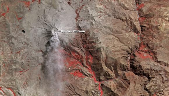 La Nasa tomó una foto del volcán Ubinas. (NASA)