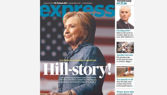 &quot;Hillstoria&quot; (juego de palabras entre Hillary e histórico). (Express)
