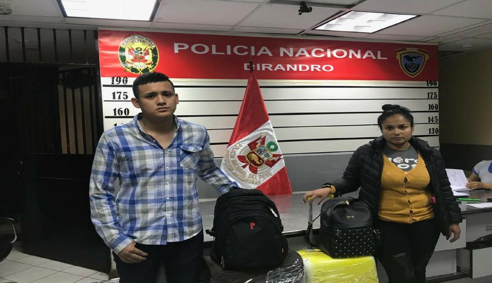 César Palacios Tirado (22) y Rebeca Guevara Borjas (33) fueron intervenidos por la policía. (Foto: Difusión PNP)