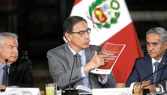 El plan a seguir. Martín Vizcarra presentó en Palacio el plan anticorrupción que elaboró la CAN. (USI)