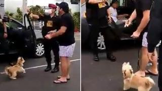 Hombre es llevado a la comisaría por pasear a su perro y su esposa pide a gritos que devuelvan a la mascota [VIDEO]