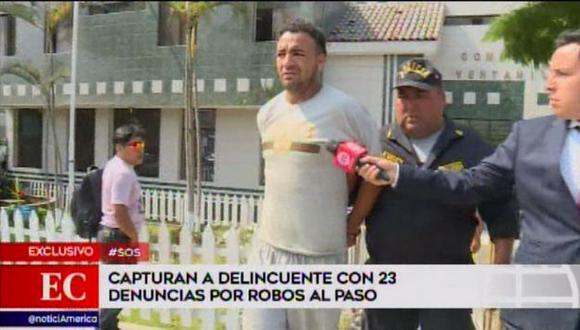 Sujeto que registra 23 denuncias fue identificado como Luigui Rugel Valdivia. (Captura: América Noticias)