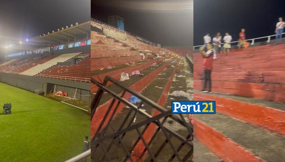 Los peruanos se ubicaron en la tribuna norte del Antonio Aranda (Foto: Twitter/ enunabaldosa).