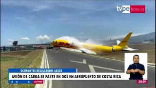 Costa Rica: avión de carga se parte en dos al aterrizar de emergencia