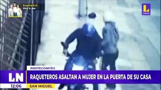 Raqueteros asaltan a mujer en la puerta de su vivienda en San Miguel