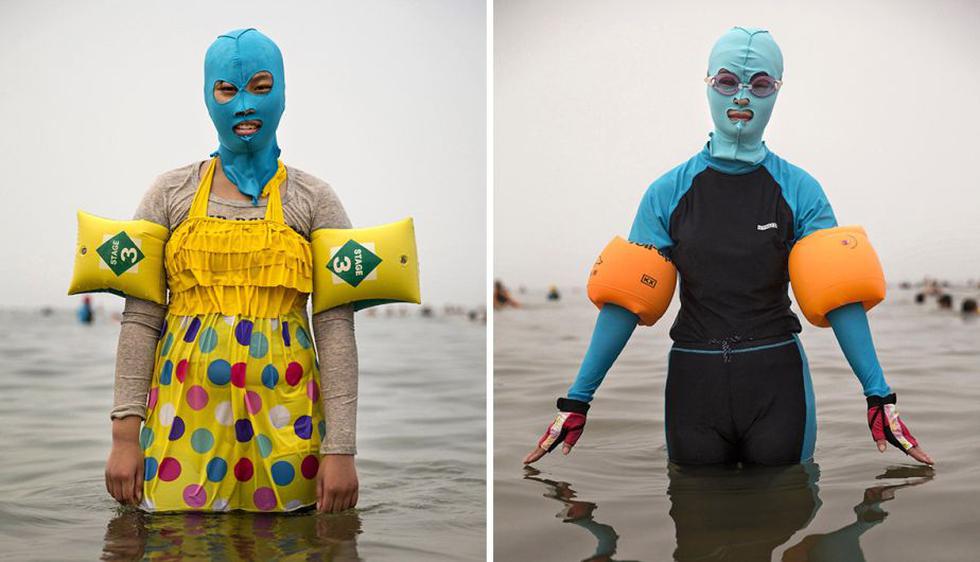El 'facekini' o una máscara de baño para evitar el moreno: la moda