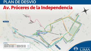 SJL: conoce el plan de desvío vehicular en la Av. Próceres de la Independencia por obras de Sedapal  