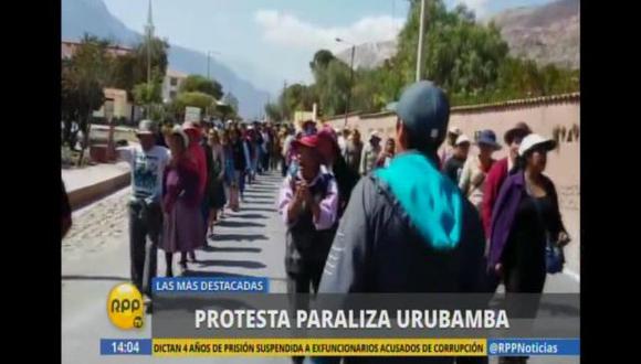 Pobladores bloquearon vías hacia Machu Picchu durante primer día de paro en Urubamba. (Captura de video)