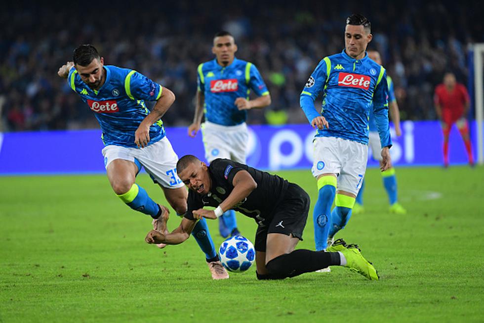 PSG sacó un empate a 1 ante Napoli en el San Paolo por la Champions League. (Getty)